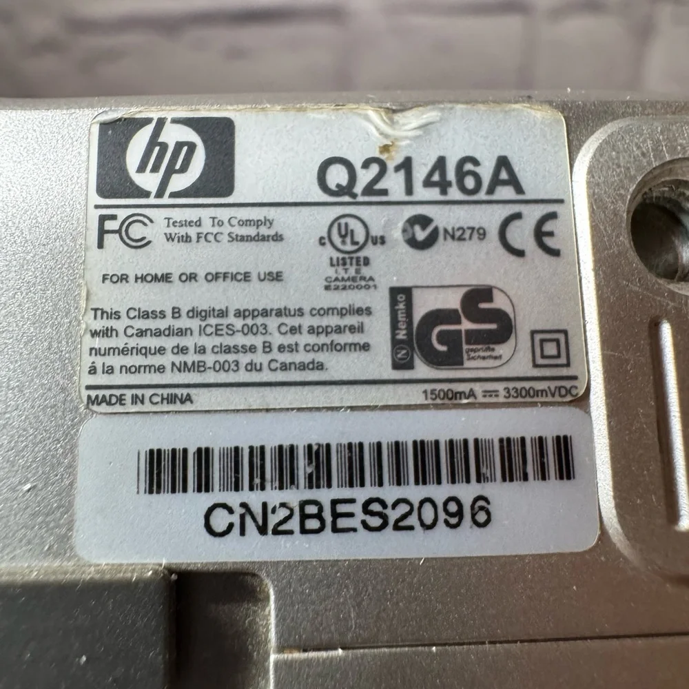 HP Silver Digital Camera with USB Cable